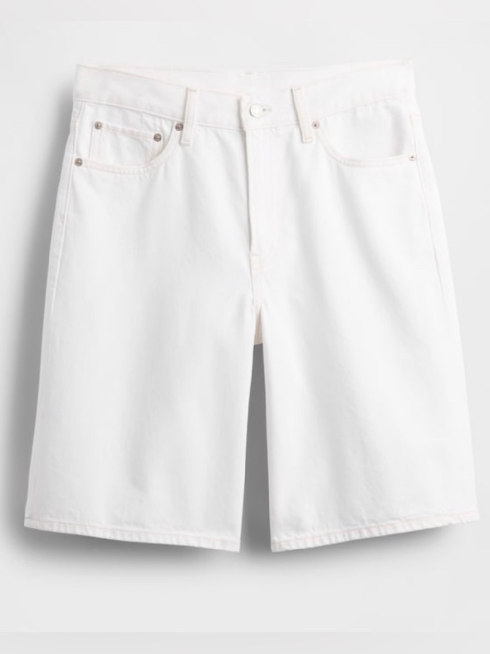 GAP Mid Rise Longline White Denim Shorts - Picture 6 of 7